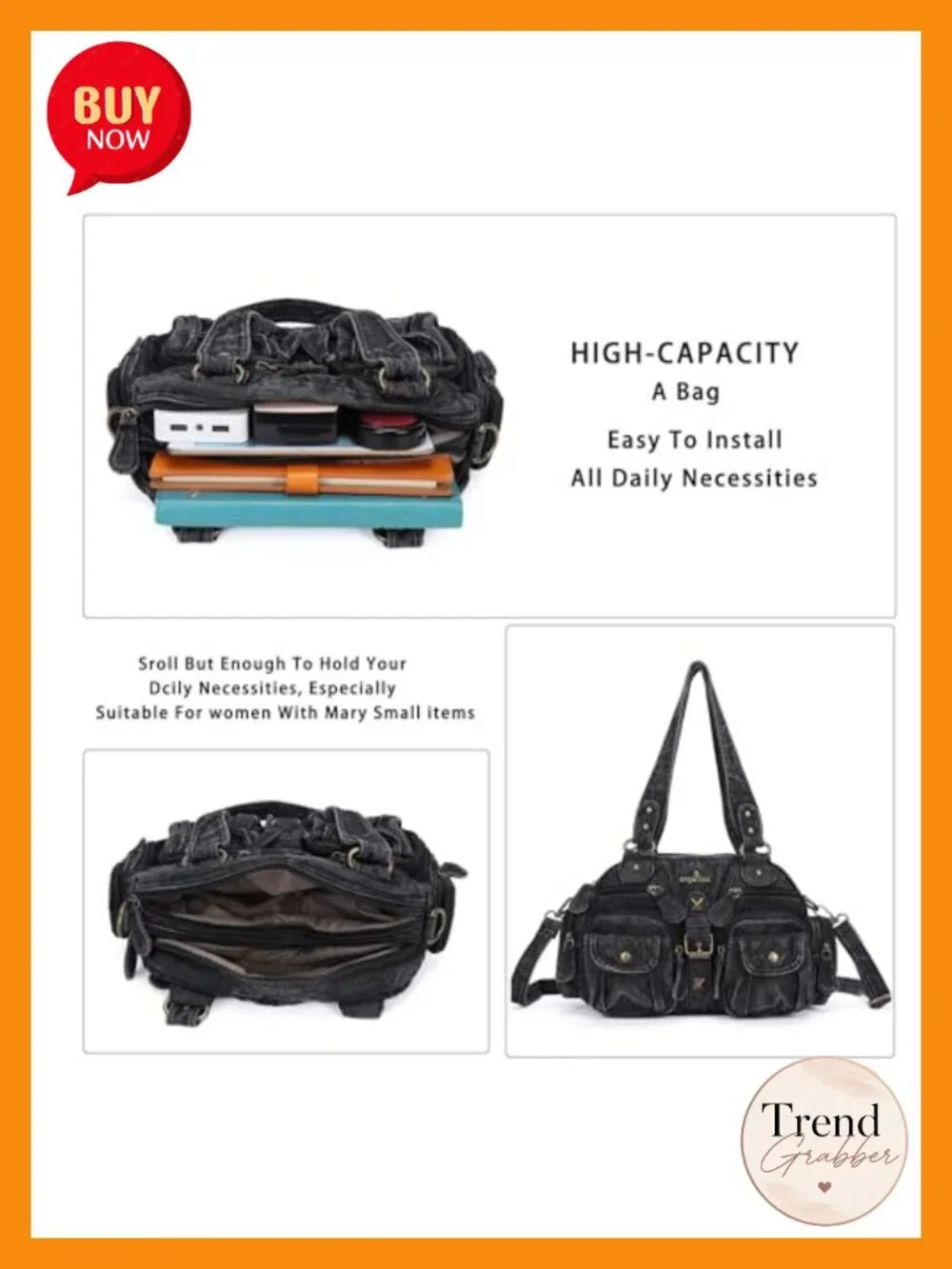Hobo Crossbody Purse for Women Shoulder Bag Multipocket Soft Hobo Purses